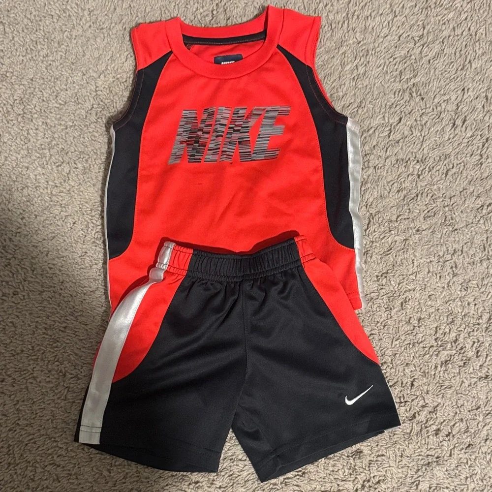 Nike Kids Red and Black Tank Top with Shorts - Picture 1 of 1